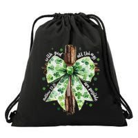 With God All Thing Are Possible St. PatrickS Coquette Bow Drawstring Bag