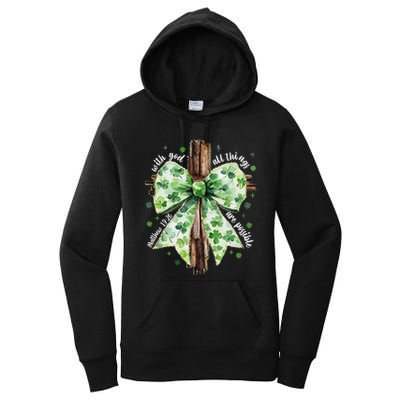 With God All Thing Are Possible St. PatrickS Coquette Bow Women's Pullover Hoodie
