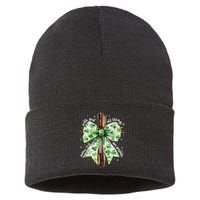 With God All Thing Are Possible St. PatrickS Coquette Bow Sustainable Knit Beanie