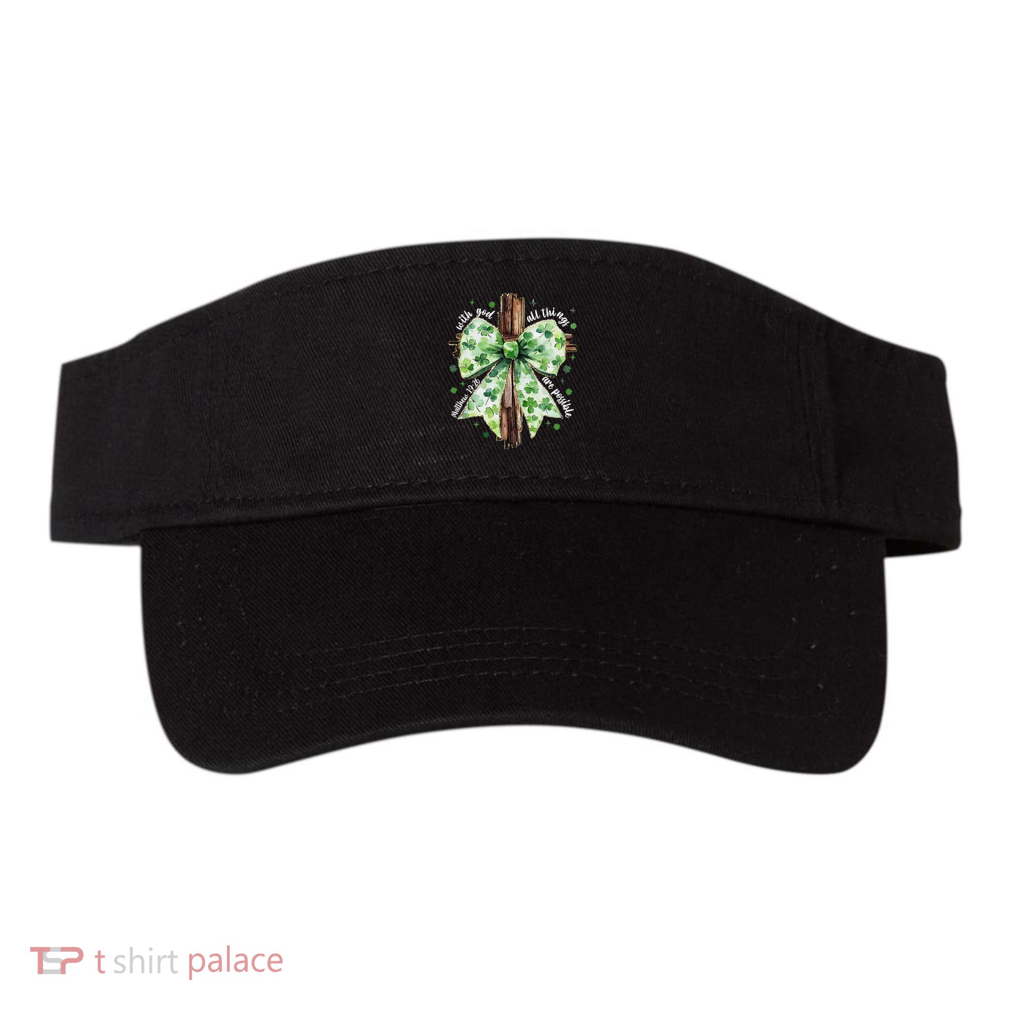 With God All Thing Are Possible St. PatrickS Coquette Bow Visor