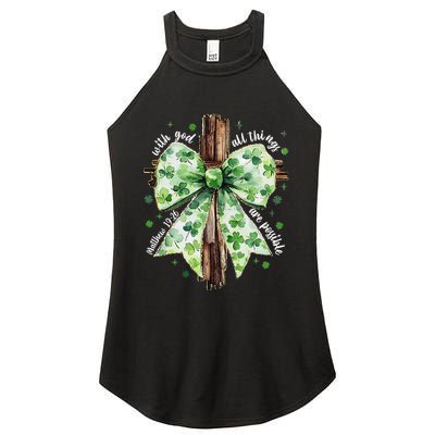 With God All Thing Are Possible St. PatrickS Coquette Bow Women's Perfect Tri Rocker Tank