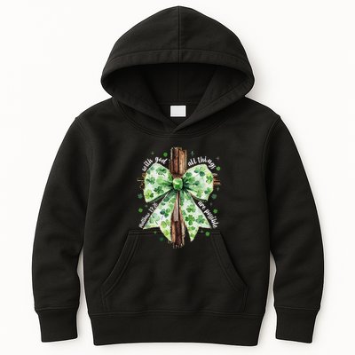 With God All Thing Are Possible St. PatrickS Coquette Bow Kids Hoodie