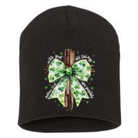With God All Thing Are Possible St. PatrickS Coquette Bow Short Acrylic Beanie