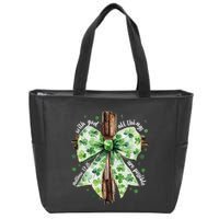 With God All Thing Are Possible St. PatrickS Coquette Bow Zip Tote Bag