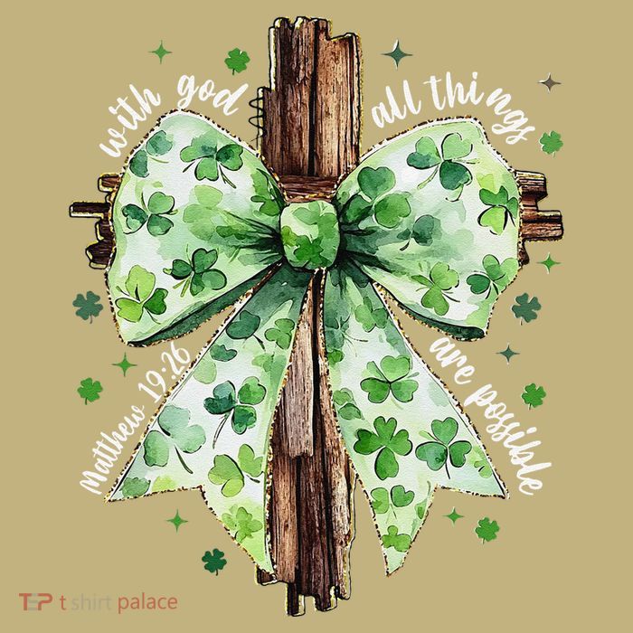 With God All Thing Are Possible St. PatrickS Coquette Bow Button