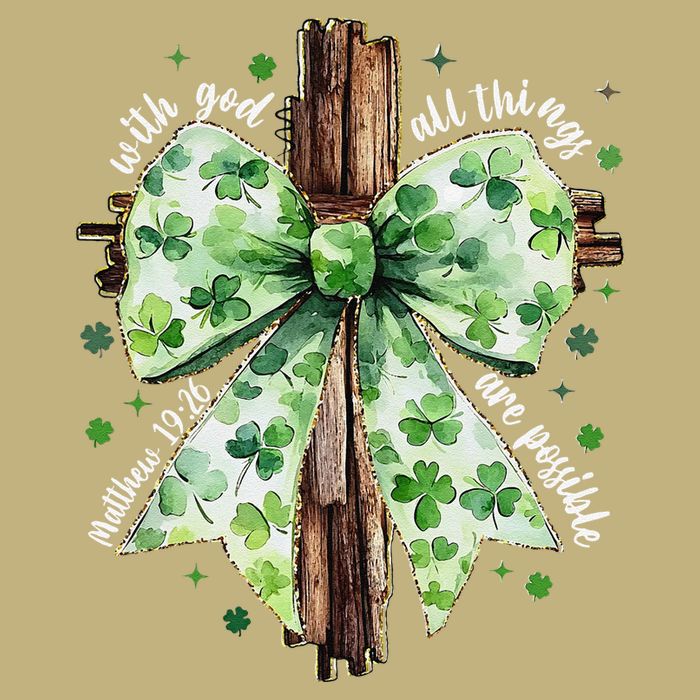 With God All Thing Are Possible St. PatrickS Coquette Bow Tall Long Sleeve T-Shirt
