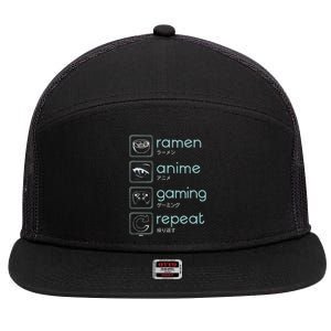 Wakeup Gaming Again, Ra Anime Gaming Restart  7 Panel Mesh Trucker Snapback Hat