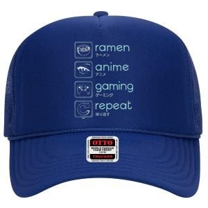 Wakeup Gaming Again, Ra Anime Gaming Restart  High Crown Mesh Back Trucker Hat