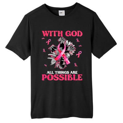 With God All Things Are Possible Breast Cancer Awareness Tall Fusion ChromaSoft Performance T-Shirt