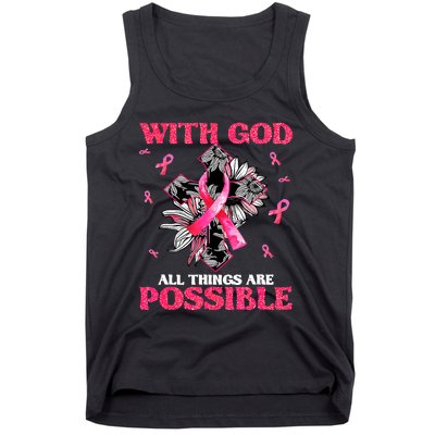 With God All Things Are Possible Breast Cancer Awareness Tank Top