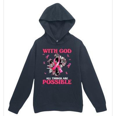 With God All Things Are Possible Breast Cancer Awareness Urban Pullover Hoodie