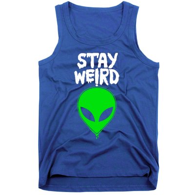 Weirdo Green Alien Meaningful Gift Stay Weird Ufo Sweater Tank Top