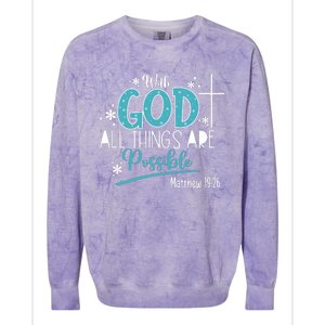 With God All Things Are Possible Colorblast Crewneck Sweatshirt