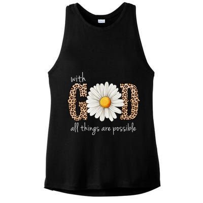 With God All Things Are Possible Sunflower Ladies PosiCharge Tri-Blend Wicking Tank