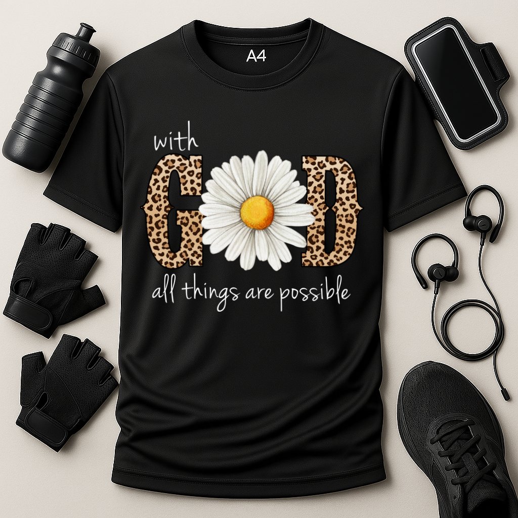 With God All Things Are Possible Sunflower Performance Shirt