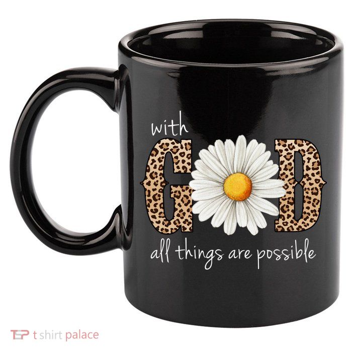 With God All Things Are Possible Sunflower 11oz C Handle Ceramic Mug