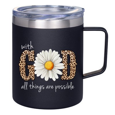 With God All Things Are Possible Sunflower 12oz Stainless Steel Coffee Mug