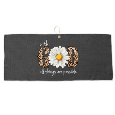 With God All Things Are Possible Sunflower Large Microfiber Waffle Golf Towel