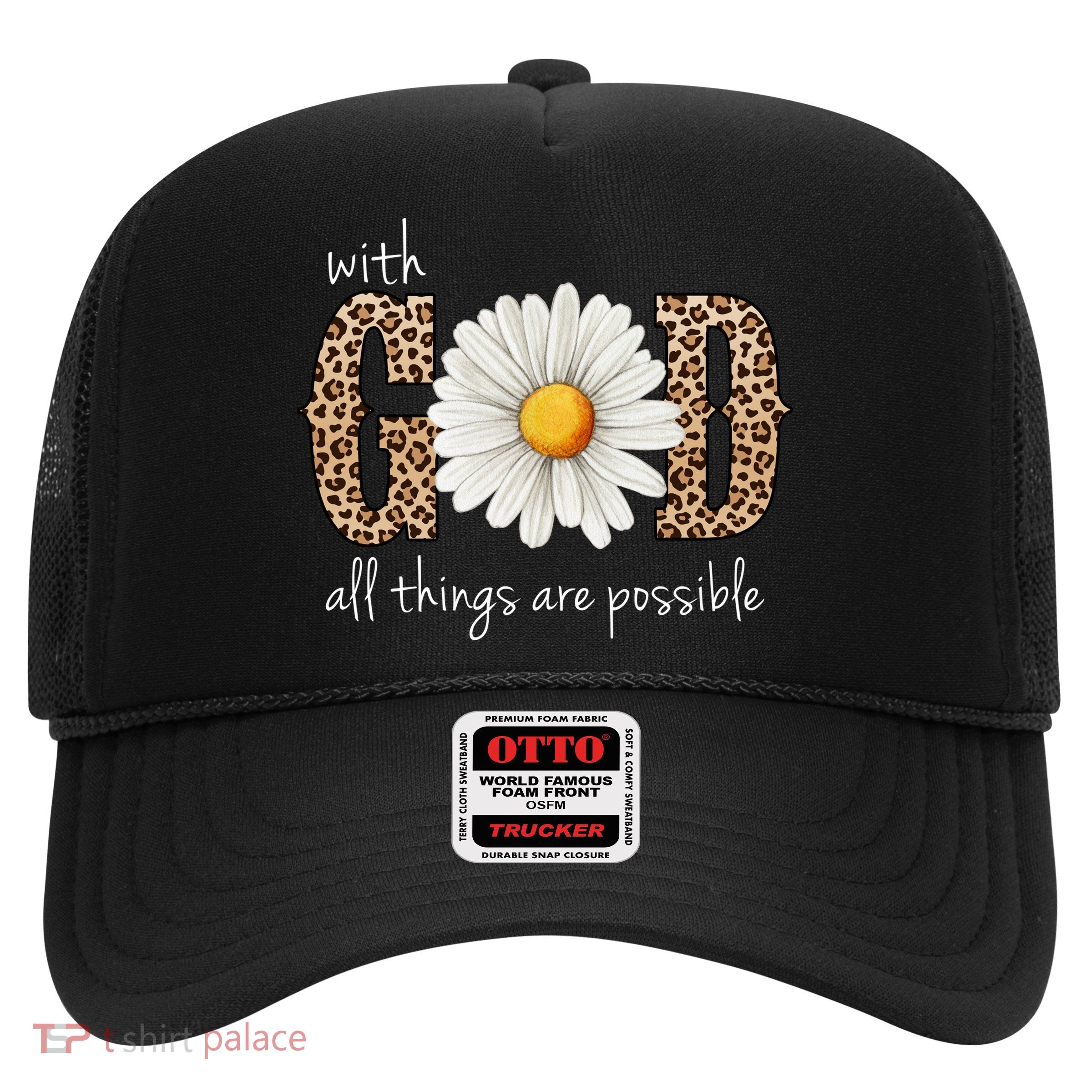 With God All Things Are Possible Sunflower Trucker Hat