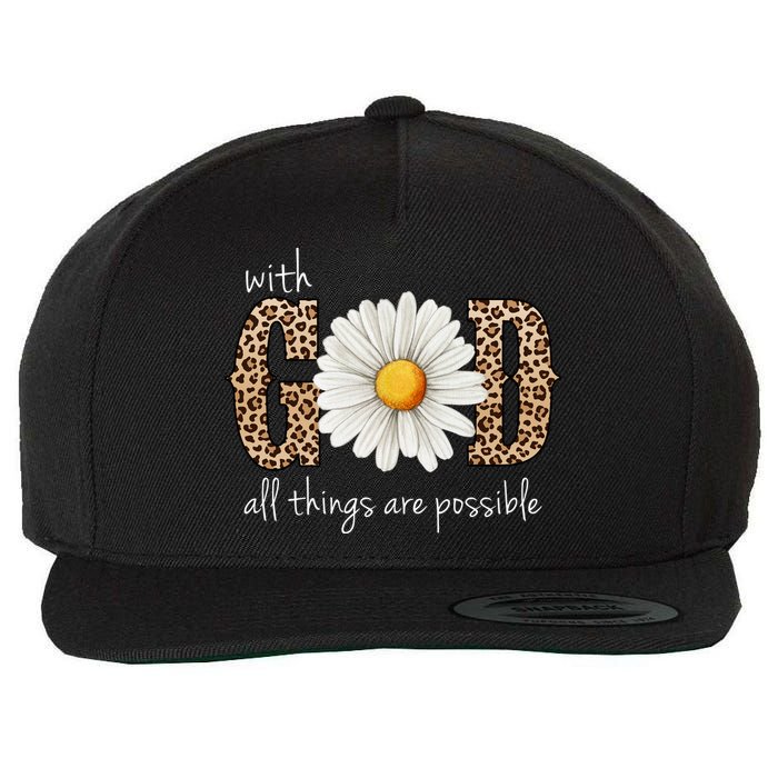 With God All Things Are Possible Sunflower Wool Snapback Cap