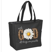 With God All Things Are Possible Sunflower Zip Tote Bag