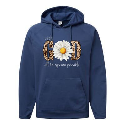 With God All Things Are Possible Sunflower Performance Fleece Hoodie