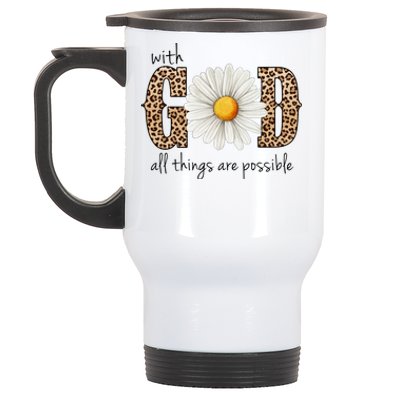 With God All Things Are Possible Sunflower Stainless Steel Travel Mug