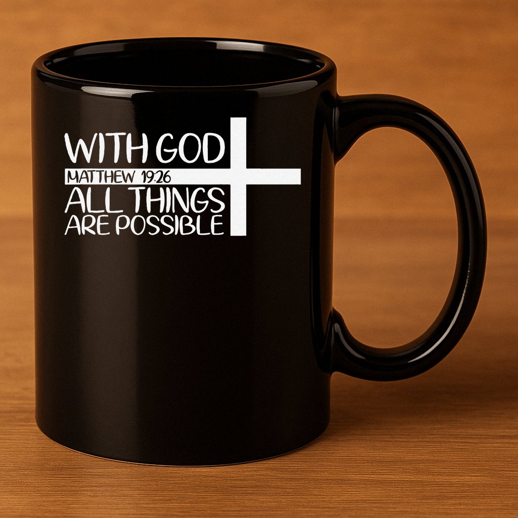 With God All Things Are Possible God Faith Jesus 4 11oz C Handle Ceramic Mug