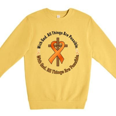 With God All Things Are Possible Multiple Sclerosis Awareness Premium Crewneck Sweatshirt