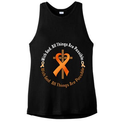 With God All Things Are Possible Multiple Sclerosis Awareness Ladies PosiCharge Tri-Blend Wicking Tank