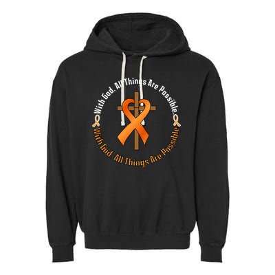 With God All Things Are Possible Multiple Sclerosis Awareness Garment-Dyed Fleece Hoodie