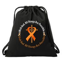 With God All Things Are Possible Multiple Sclerosis Awareness Drawstring Bag