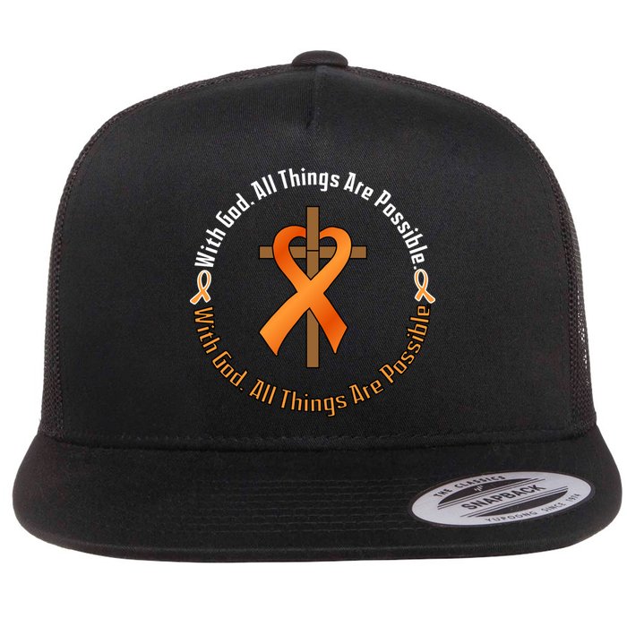 With God All Things Are Possible Multiple Sclerosis Awareness Flat Bill Trucker Hat