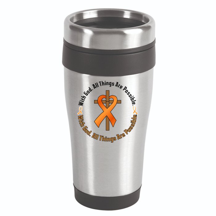 With God All Things Are Possible Multiple Sclerosis Awareness 16oz Travel Tumbler