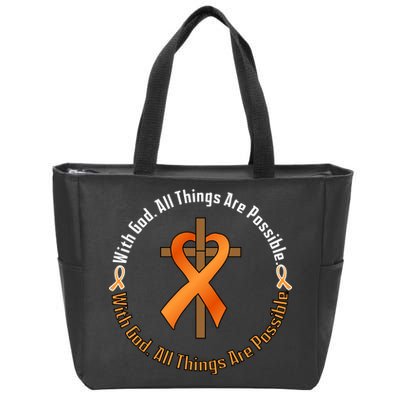 With God All Things Are Possible Multiple Sclerosis Awareness Zip Tote Bag