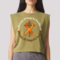 With God All Things Are Possible Multiple Sclerosis Awareness Garment-Dyed Women's Muscle Tee