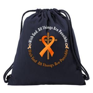 With God All Things Are Possible Multiple Sclerosis Awareness Drawstring Bag