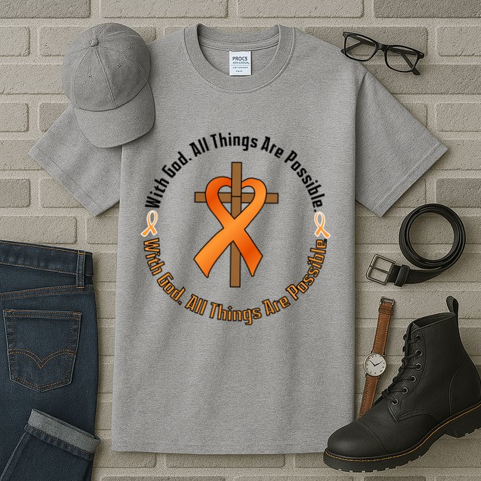With God All Things Are Possible Multiple Sclerosis Awareness Tall T-Shirt