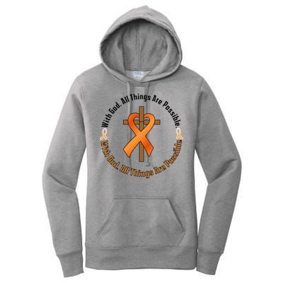 With God All Things Are Possible Multiple Sclerosis Awareness Women's Pullover Hoodie