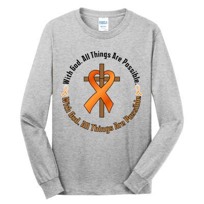 With God All Things Are Possible Multiple Sclerosis Awareness Tall Long Sleeve T-Shirt
