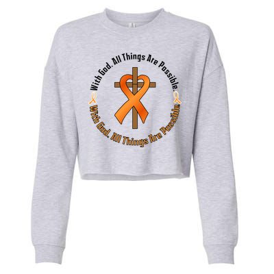 With God All Things Are Possible Multiple Sclerosis Awareness Cropped Pullover Crew