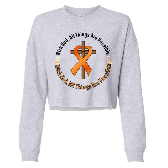 With God All Things Are Possible Multiple Sclerosis Awareness Cropped Pullover Crew