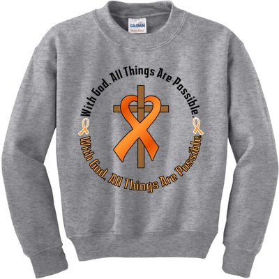 With God All Things Are Possible Multiple Sclerosis Awareness Kids Sweatshirt