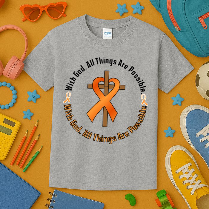 With God All Things Are Possible Multiple Sclerosis Awareness Kids T-Shirt