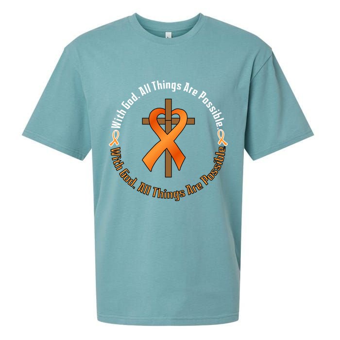 With God All Things Are Possible Multiple Sclerosis Awareness Sueded Cloud Jersey T-Shirt