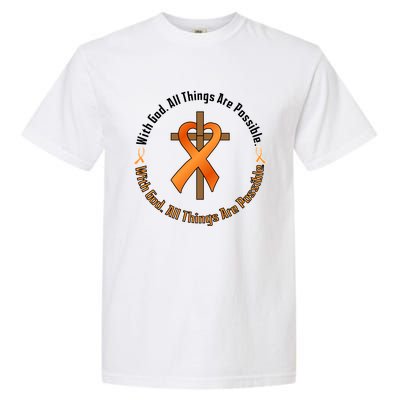 With God All Things Are Possible Multiple Sclerosis Awareness Garment-Dyed Heavyweight T-Shirt