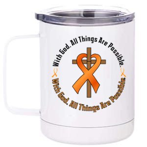 With God All Things Are Possible Multiple Sclerosis Awareness 12 oz Stainless Steel Tumbler Cup