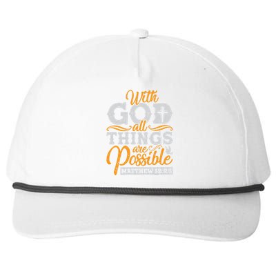 with God all things are possible Christian gift ideas Snapback Five-Panel Rope Hat