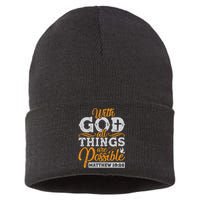 with God all things are possible Christian gift ideas Sustainable Knit Beanie