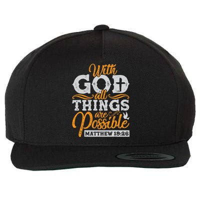 with God all things are possible Christian gift ideas Wool Snapback Cap